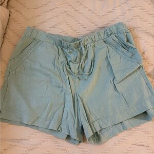 Women's Light Green Linen Shorts